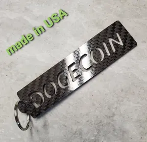Carbon Fiber Dogecoin to the moon crypto keychain lanyard gift