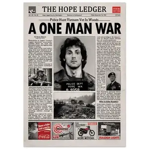First Blood Rambo Newspaper Poster Print