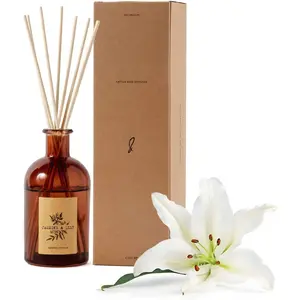 Lily  Jasmine Diffuser Reed Diffuser |  Essential Oil  8 Rattan Scent Sticks | Reed Diffusers for , Bathroom | Long Lasting   in  Glass, 5.75oz