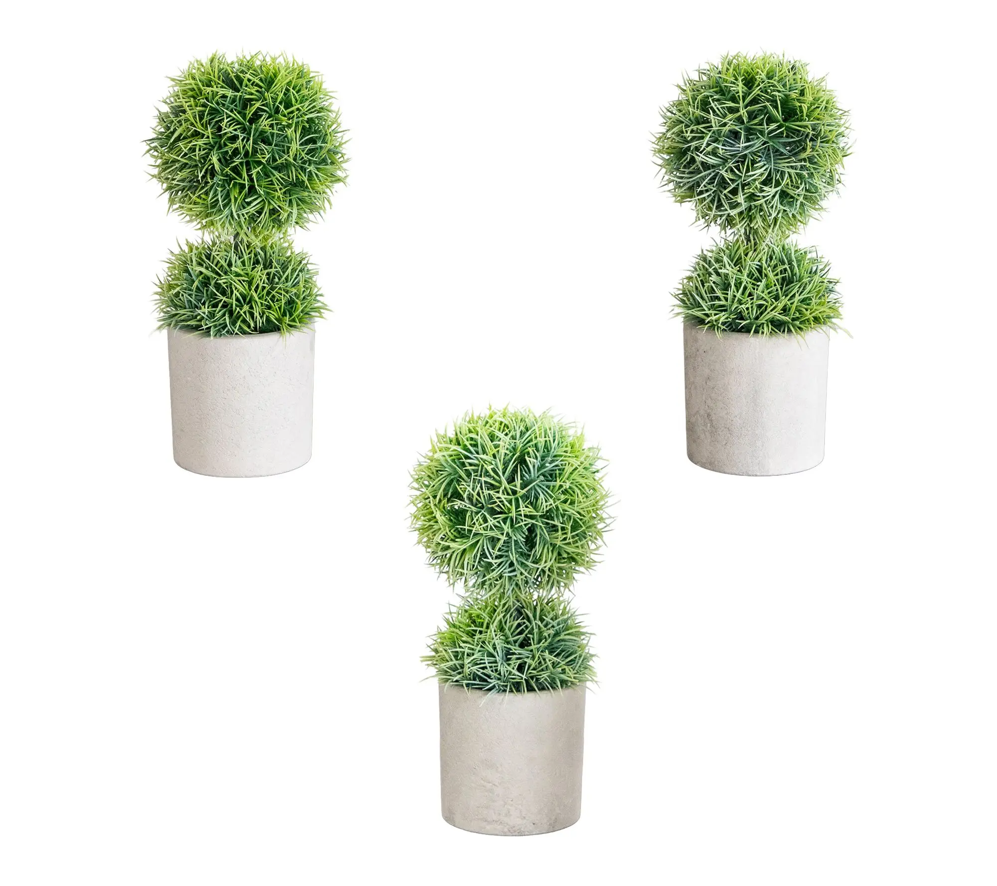 Mini Cactus Topiary in Planter - Set of 3 by Nearly Natural