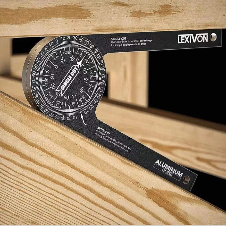 Aluminum Miter Saw Protractor |   7-Inch Rust Proof Angle Finder Featuring Precision Laser Engraved Scales Professional Miter Saw Protractor with Measuring Rulers for Angle Finder Carpentry, Crown Molding Tool & Baseboard building trade men