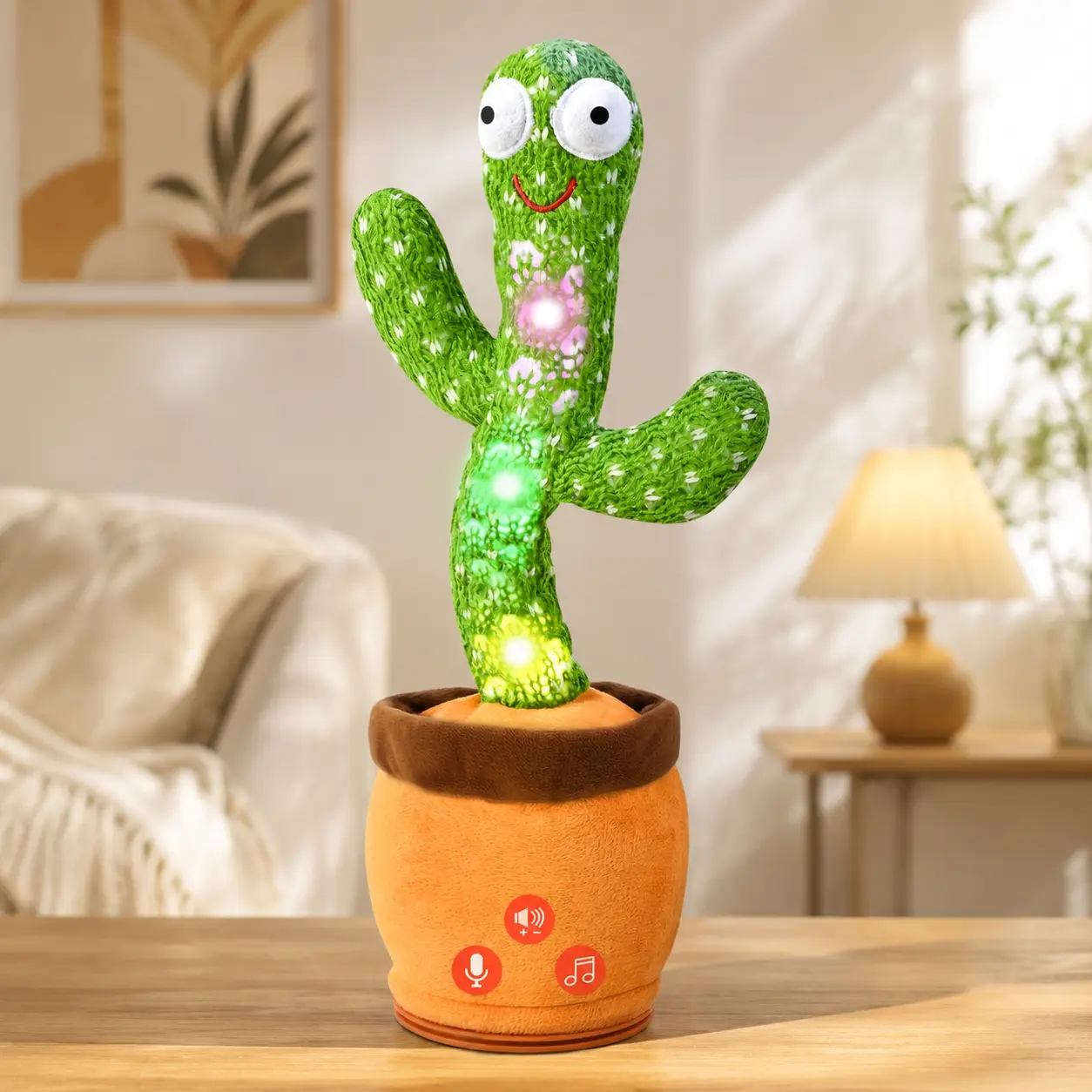 Dancing Talking Cactus Toy for Toddlers 18 Months+, Repeats What You Say, Singing, Recording & Dancing, Adjustable Volume, Interactive Toy, Gifts for 1 Year Old Girl