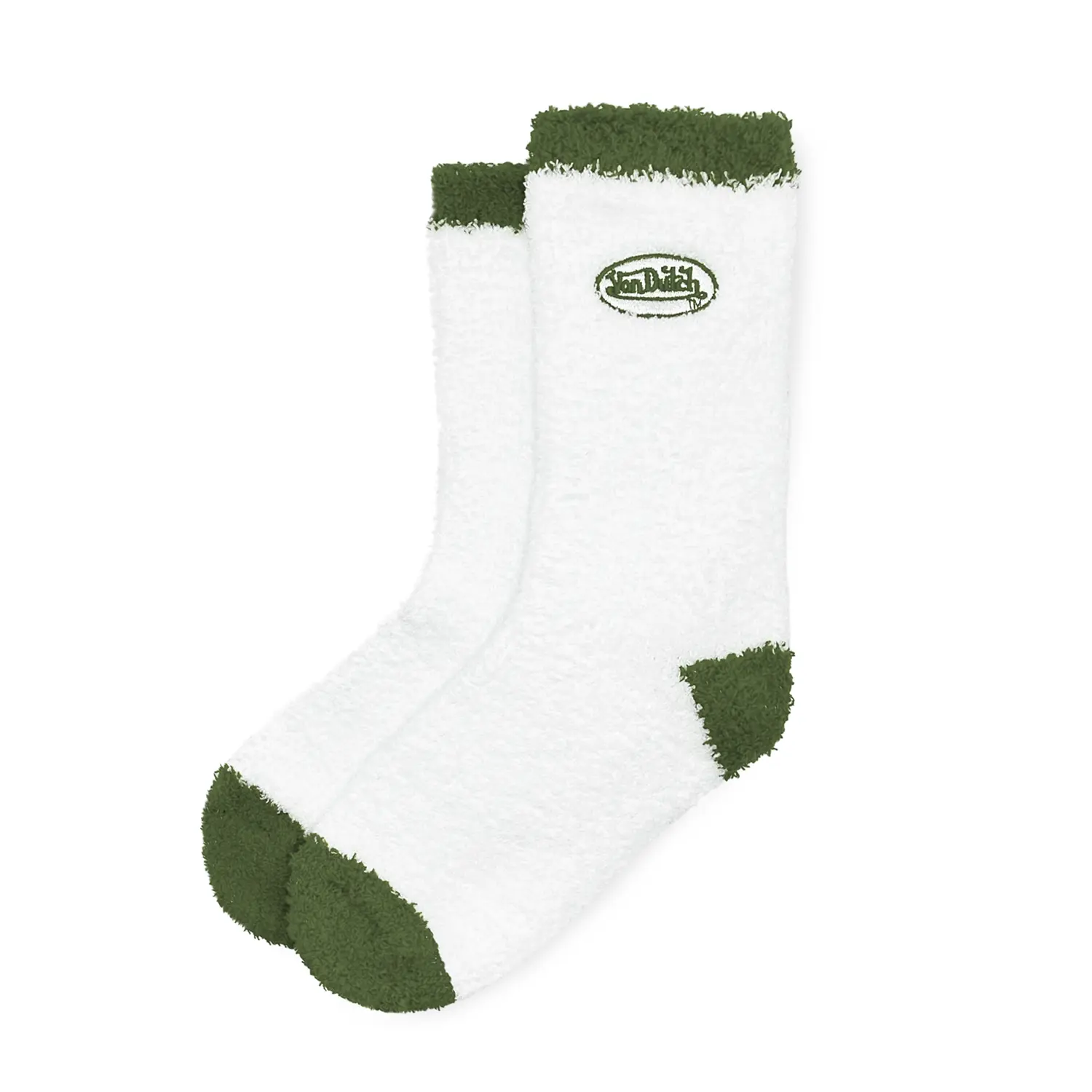 White & Green Fluffy Socks