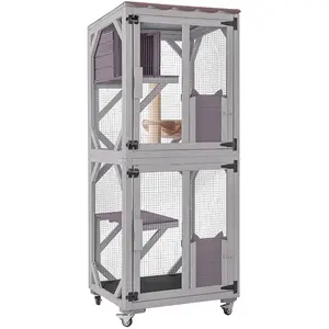 Aivituvin-AIR22-M Medium Wooden Outdoor Cat Catio with Wheels| Connecting with Window,Cat Furniture,Cat Enclosure connect to slider door