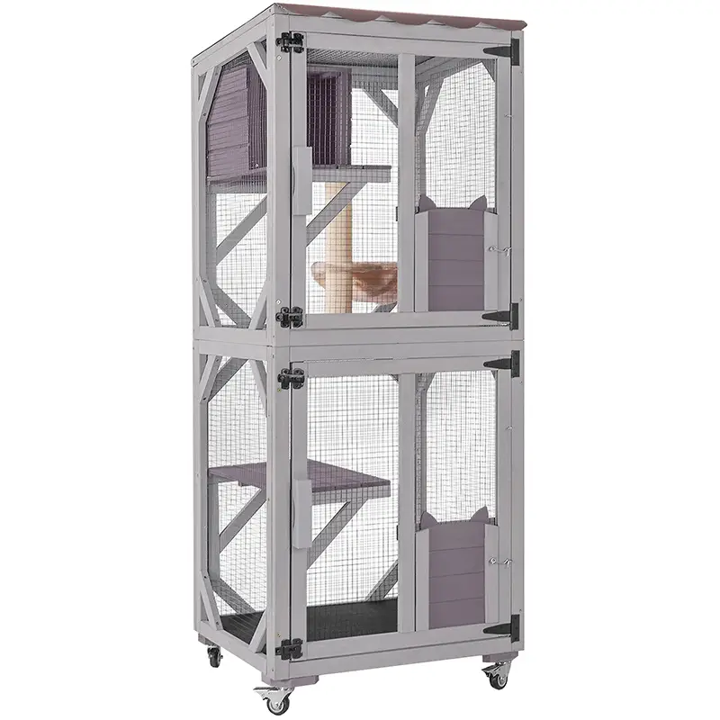 【YourCatio】Aivituvin-AIR22-M Medium Wooden Outdoor Cat Catio with Wheels| Connecting with Window,Cat Furniture,Cat Enclosure connect to slider door