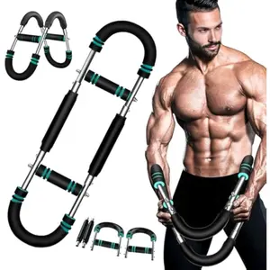 Twister Arm Exerciser Adjustable Spring Workout Bar 60-120lbs Forearm Triceps Chest Strengthener Portable Home Gym Fitness Equipment Kit