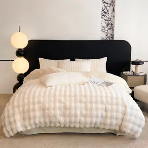 3-Piece Winter Bedding Set, Soft Plush Bunny Fleece Comforter Cover & Pillowcases, Ideal for Living Room & Bedroom Use