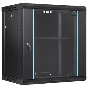 VEVOR 12U Wall-Mounted Server Network Cabinet, 15.5'' Depth, Secure Rack Enclosure, Supports up to 200 lbs, Lockable Glass Door & Sides, Ideal for IT & A/V Gear