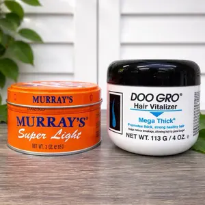 DOO GRO Hair Vitalizer-Mega Thick- 113g/4oz AND MURRAU'S Super Light Pomade and Hair Dressing-SET of 2.