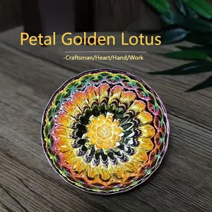 Luminous Peacock Feather Tea Bowl Handmade Colorful Teaware with Unique Luminescent Design Seven-Color Peacock Cup Master Cup Tea Mug Dazzling Golden Lotus Gilded Cup Full Color Porcelain Tea Cup Collectible