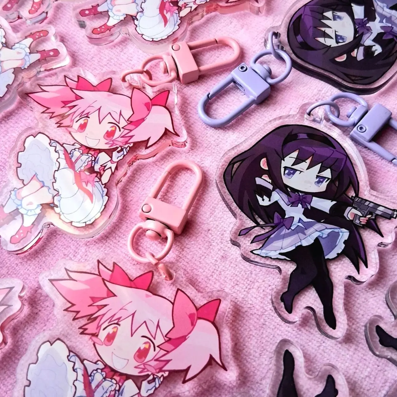 3 ops Madoka / Homura Keychains | Acrylic Charm Gifts