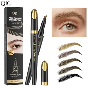 Waterproof 4-Prong Eyebrow Pencil, Fine Hair Stroke Eyebrow Pencil, Easy Control Natural Filling Tool, Long Lasting Smudge Proof for Daily Quick Makeup for Beginners.