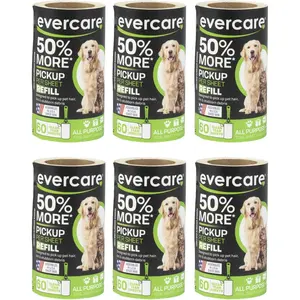 Pet Lint Roller Refill 6 Count 60 Sheets Each Roll Green Manual Design for Efficient Pet Hair Removal