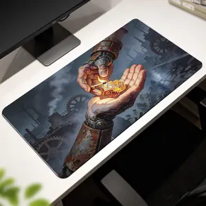 LIVEKEY Oversize Pad Gaming Mousepad - 31.5x15.75 inch (80x40cm) Large Mouse Pads with Non-Slip Base, Reinforced Edges, Comfortable Surface, Vibrant Print Neon City Art of Cat & Bunny