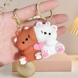 2pcs Cute Bear Magnetic Couple Keychain - For Men Women, Bag, Car, Suitable For Valentines Birthday, Back To School, Party Gifts