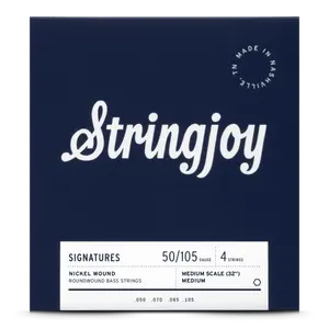 Stringjoy 50-105 Medium Scale 4 String Medium Gauge Signatures - Nickel Wound Bass Guitar Strings