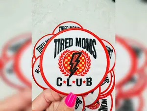 Tired Moms Club Round Embroidered Patch