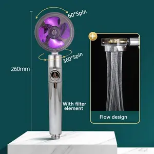 Adjustable 360° Rotation High Pressure Shower Head with Turbine and Water Saving
