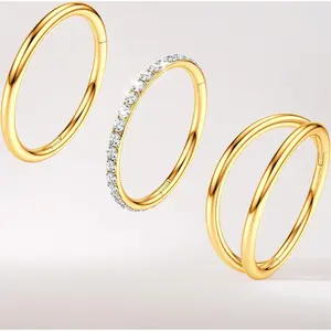 3pcs Nose Rings Hoops - Double Hoop Nose Ring 14/16/18/20G Hinged CZ Piercing Jewelry Septum Clicker Rings Cartilage Earring Helix Rook Tragus Daith 7mm/8mm/9mm/10mm