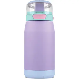 12oz Stainless Steel Insulated Water Bottle, Toddler Cup with Silicone Spout, Leak-Proof Locking Flip Lid and Carry Loop for School Backpack, Lunchbox, and Outdoor Sports