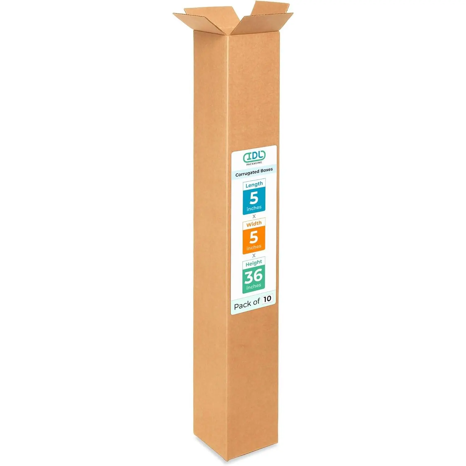 Tall Moving & Shipping Boxes 5x5x36 inches (10-Pack) - Extra Strength 200 lb vs Regular - Corrugated Cardboard Boxes for USPS/UPS/FEDEX - Strong Packaging Box - Moving Box by IDL Packaging