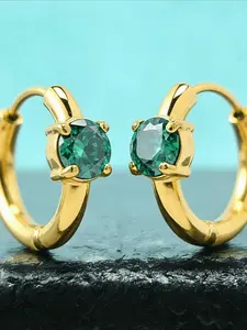 1pair 0.5 Carat Golden Stainless Steel Green Synthetic Moissanite Earrings, Classic Synthetic Moissanite Jewelry, Engagement Wedding Jewelry Gift, Gift Box Included, Perfect for Any Occasion