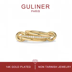 GULINER PARIS Interlocked Stackable Rings for Women - Statement Multi Ring Mixed Metals Stack -  Stacking Jewelry For Summer Gift Outdoorfun Daily outfits Back To School