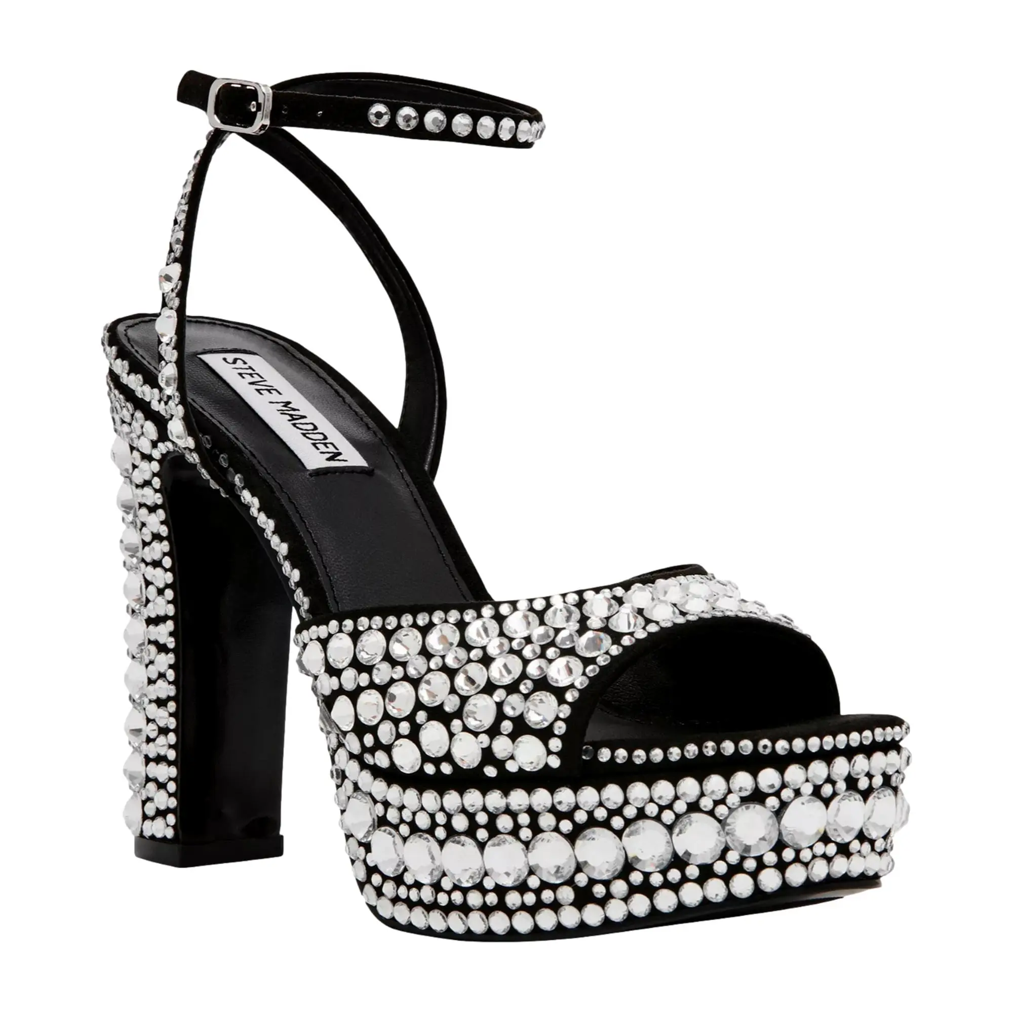 Steve Madden Assured Platform Heels Rhinestone/Black  ASSURED-BLK Women's