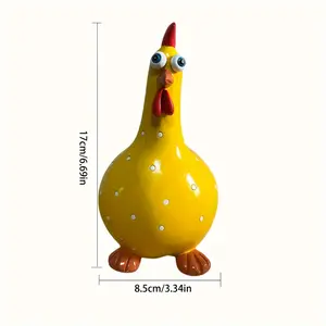 1pc, Cute Large-Eyed Polka Dot Rooster Resin Figurine, Silly Chicken Statue Decor for Garden, Creative Outdoor Art Decor for Indoor/Outdoor Garden, Lawn, Patio, No Feather, No Power Needed, Freestanding