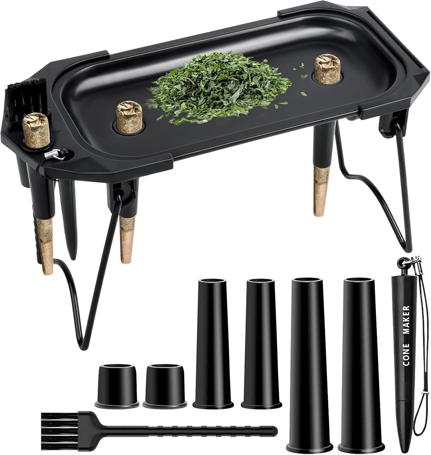 Metal Rolling Tray with Cone Loader, Cone Filler Roller, Rolling Machine & Tray for King Size & 11/4 Pre Rolled Cones, Great Christmas Gifts