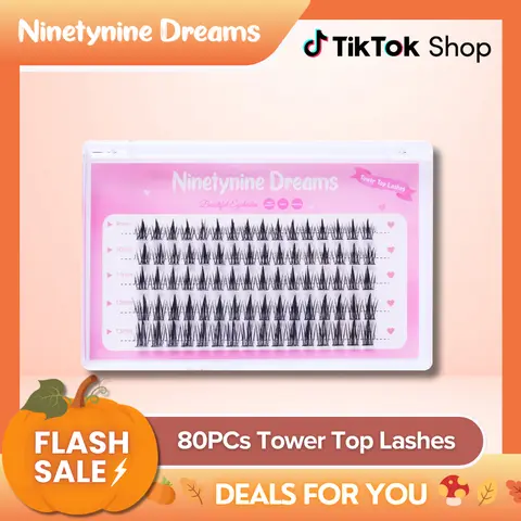 Ninetynine Dreams 80PCs Tower Top Style Lashes | Manhua Anime Douyin Style Semi-Dramatic Lash Clusters 9-13mm C+ Curl, Natural-to-Glam Look, Waterproof, Reusable & Long-Lasting Ultra-Thin Band Beginner Friendly DIY False Eyelashes Clusters