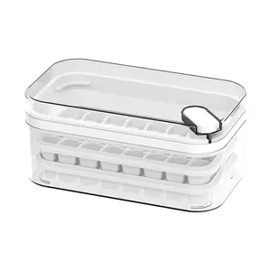 Ice Cube Tray with Lid and Bin - 2 Pack Ice Cube Trays for Freezer, 64 Pcs Ice Cube Mold (white)