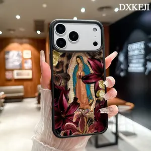 MagSafe Magnetic TPU Phone Case with Virgin Mary & Dark Lilies Pattern for iPhone 17/16 Pro Max/15 Pro/14/13/12/11 Plus, Aesthetic Custom Slim Cover, Lightweight Shock-Resistance, Wireless Charging Support (Mobile Phone Accessory)