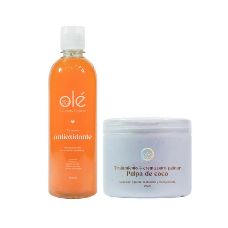 Capilar Antioxidant Shampoo 500ml & Coconut Hair Treatment & Styling Cream Set for Softness Strength Repair & Manageability