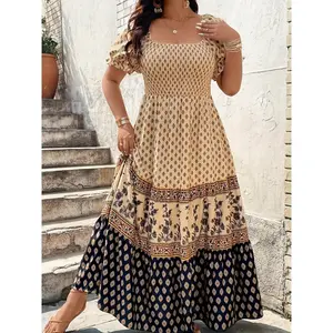 Plus Size Women's Waist-Cinching Dress beach long skirt