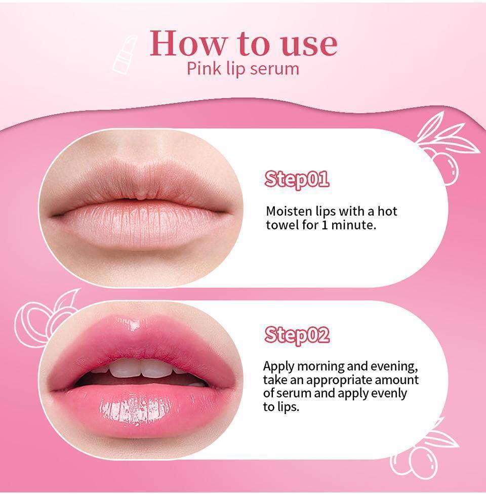 Pink Lip Serum Moisturizing Fresh Effective Reduce Pigmentation Exfoliating Plumper Sexy Care Cosmetics