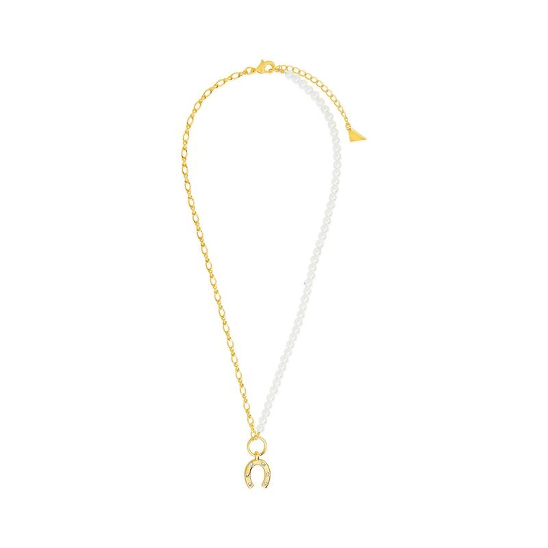 Elva Pearl CZ Horseshoe Necklace