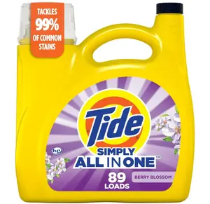 Tide Simply All-In-One Liquid Laundry Detergent, Berry Blossom Scent, 89 Loads, 117 fl oz