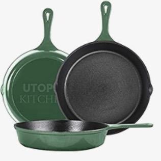 Pre-Seasoned Cast Iron Skillet Set 3-Piece - Frying Pan - 6 Inch, 8 Inch and 10 Inch Cast Iron Set