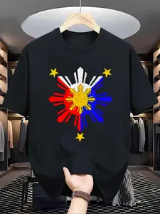 100% Cotton Pinoy Filipino Philippine Flag Sun T-Shirt, Men's Women's Shirt Top, Short Sleeve Tops Crewneck Tshirt