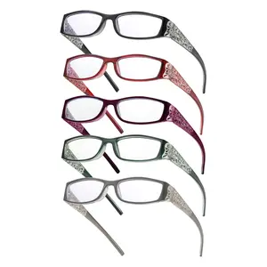 HAOLOTA Reading Glasses for Women 5 Pack Fashion Readers with Spring Hinge Blue Light Protection Stylish Eye Glasses Regular Use Shareable Clear Vision Fashionable Eyewear