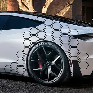 10 Pcs Reflective Hexagon Car Stickers, Easy to Apply DIY Honeycomb Side Door & Skirt Decals, 11.94cm X 14.99cm, Vehicle Decoration