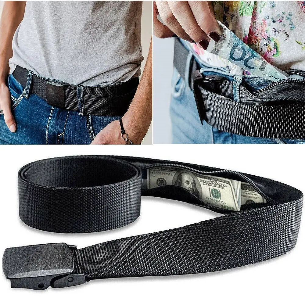Anti-Theft Travel Money Belt for Men & Women, Adjustable Nylon Web Waist Belt with Hidden Security Pocket, Hidden Pocket, Unisex, No, Firefighters, Strap Length 49.2"