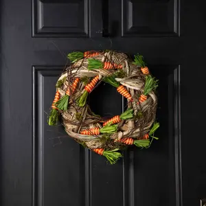 Grass, Twig & Moss Woven Carrot Easter Spring Mini Wreath or Candle Ring Centerpiece