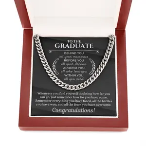 Graduation Gifts for Him, Best Graduation Gifts for Boys, Cuban Link Chains Necklace with Message Card Box, Real Chains for Men