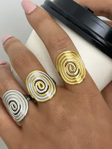 18K Gold Stainless Steel Threaded Spinning Ring for Women, Unique and Luxurious Design, Lightweight Stackable Fashion Jewelry, Perfect Daily Wear or Gift for Her