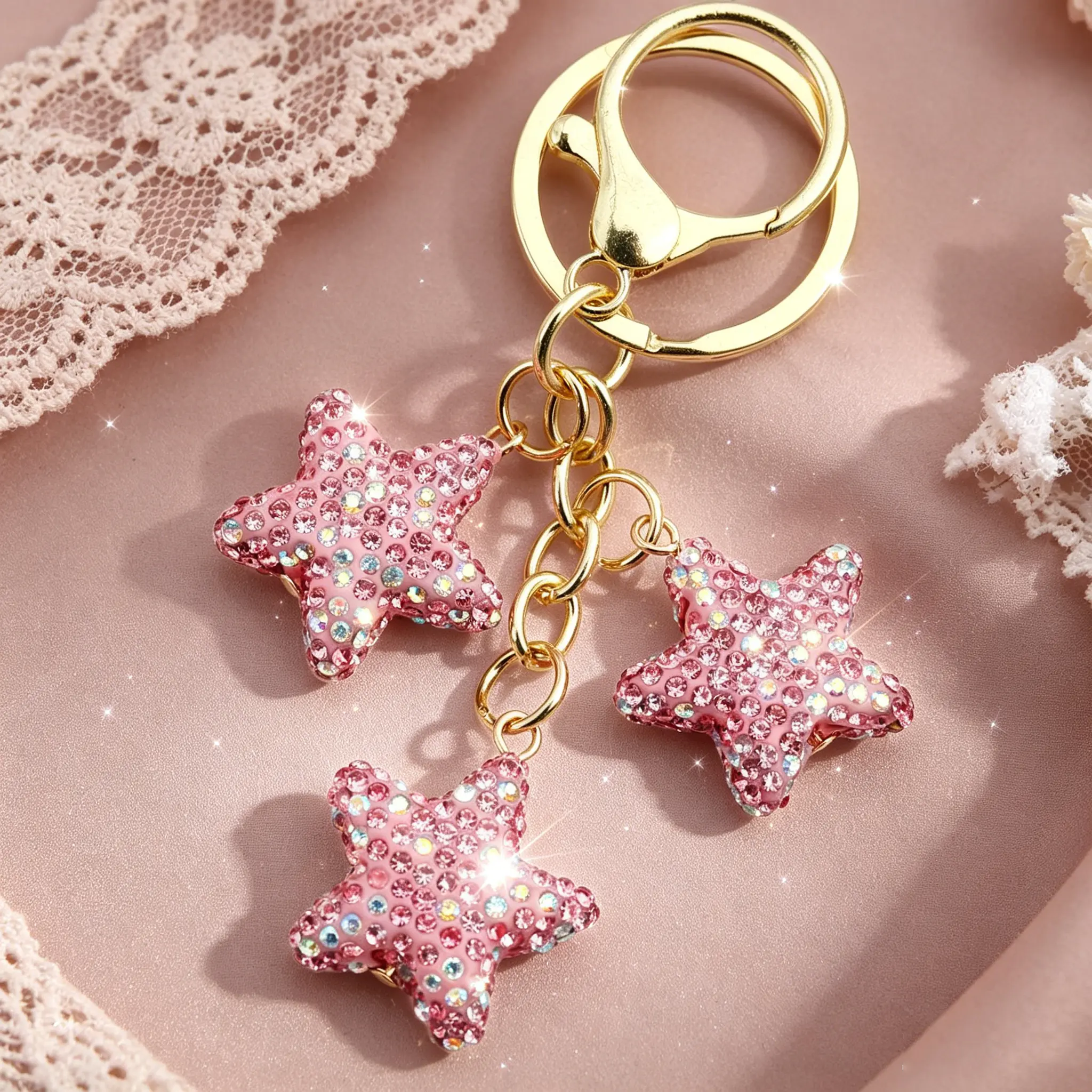 Creative Colorful Star String Key Ring, Premium Decor Charm for Purse & Car Keys, Delicate Small Gift Accessory