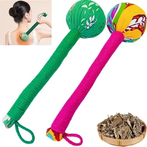 2 count Long Size Lymphatic Drainage Massage Hammer,Manual Massage Hammer for Body, Back Massage Hammer Taichi,Wormwood Massage Hammer Sticks Muscle Relaxation 2 count (Red/Green)