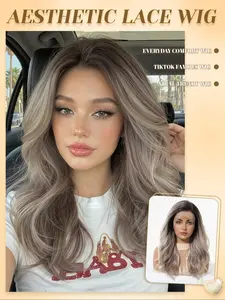 13x4 HD Lace Wig 20" Body Wave | Ombre Dark Root Ash Blonde Heat Resistant Synthetic Wig Breathable Cap Natural Looking Wigs