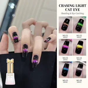 SUBOYER dual-color glass cat-eye gel nail polish delivers an ice-crystal-like cat-eye effect and 9D holographic shimmer. Requires curing with a UV lamp. Suitable for home manicures and professional nail salons.